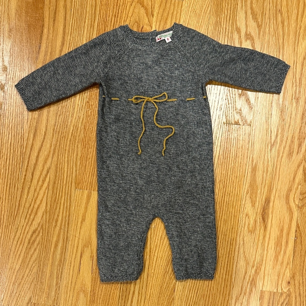 Bonpoint Charcoal and Mustard Knit Bodysuit
